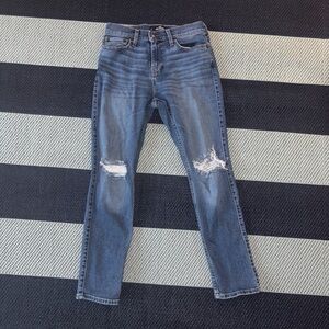 Hollister Blue Straight-Leg Distressed Jeans